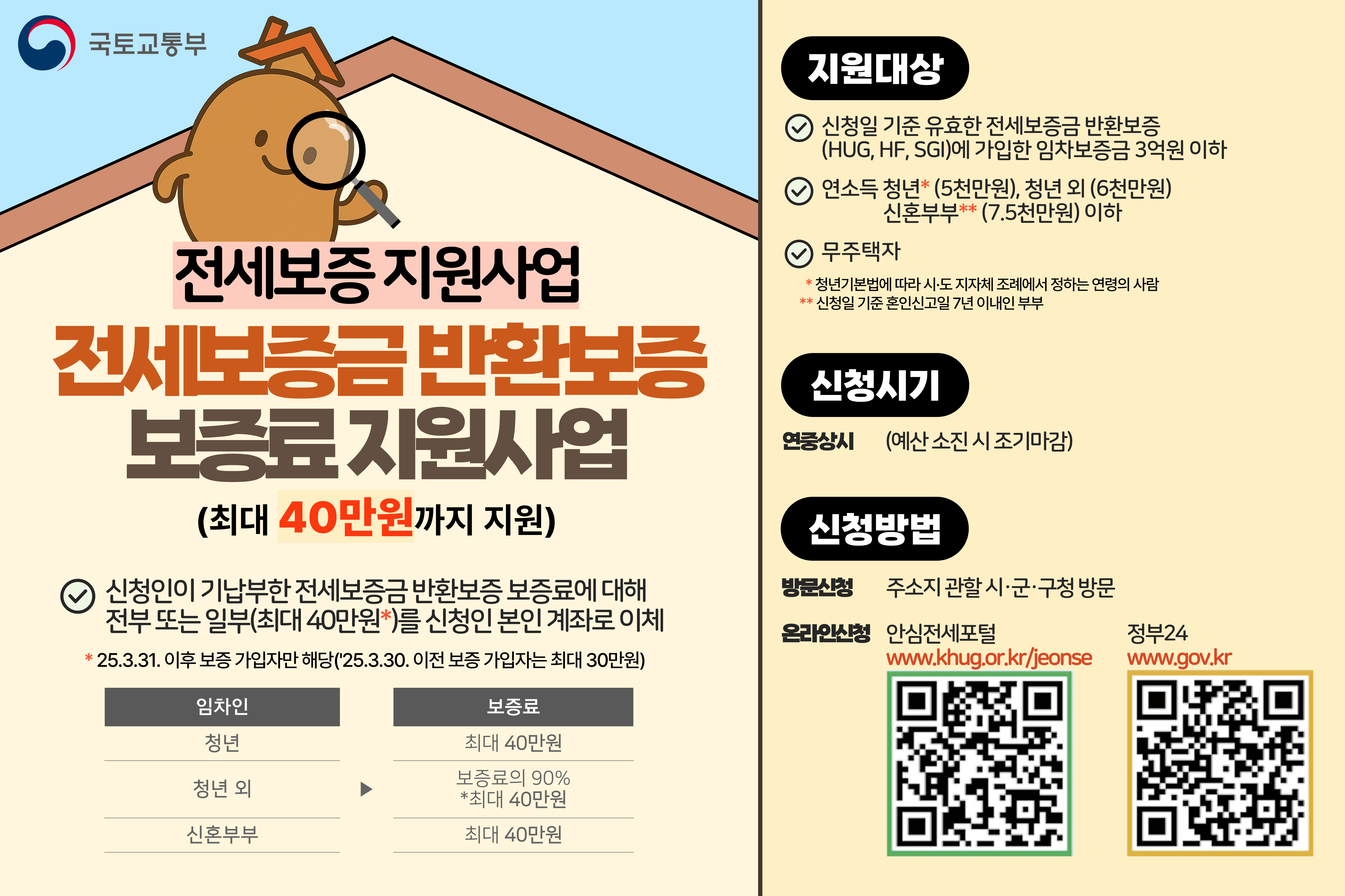 전세보증금반환보증 보증료 지원 배너